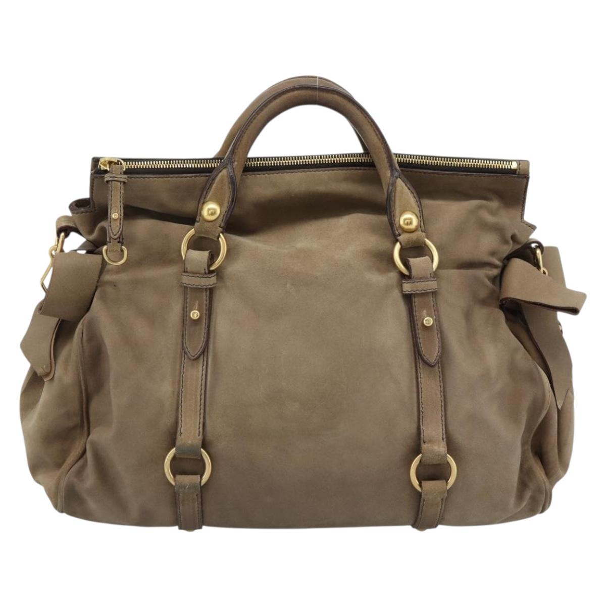 Miu Miu Hand Bag Suede 2way Beige Gold Auth 183865V - Jerrillo image 2