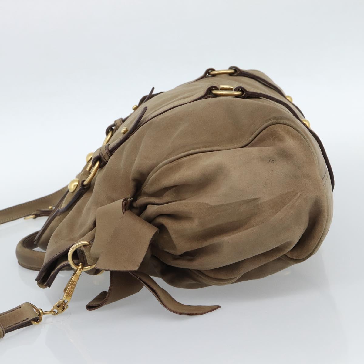 Miu Miu Hand Bag Suede 2way Beige Gold Auth 183865V - Jerrillo image 3