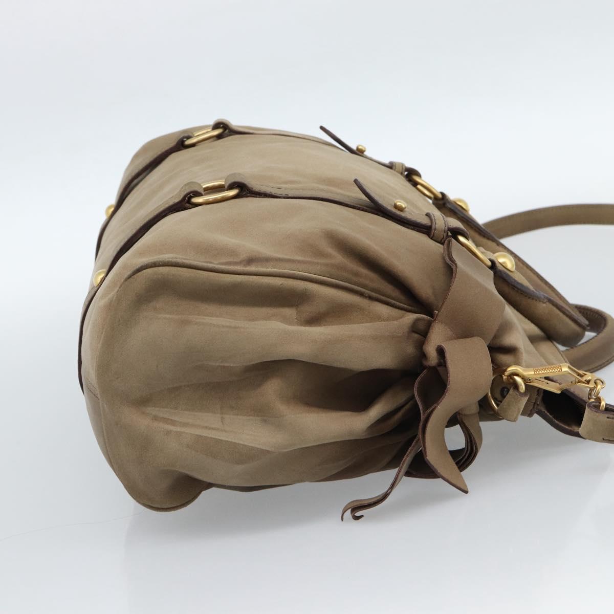 Miu Miu Hand Bag Suede 2way Beige Gold Auth 183865V - Jerrillo image 4
