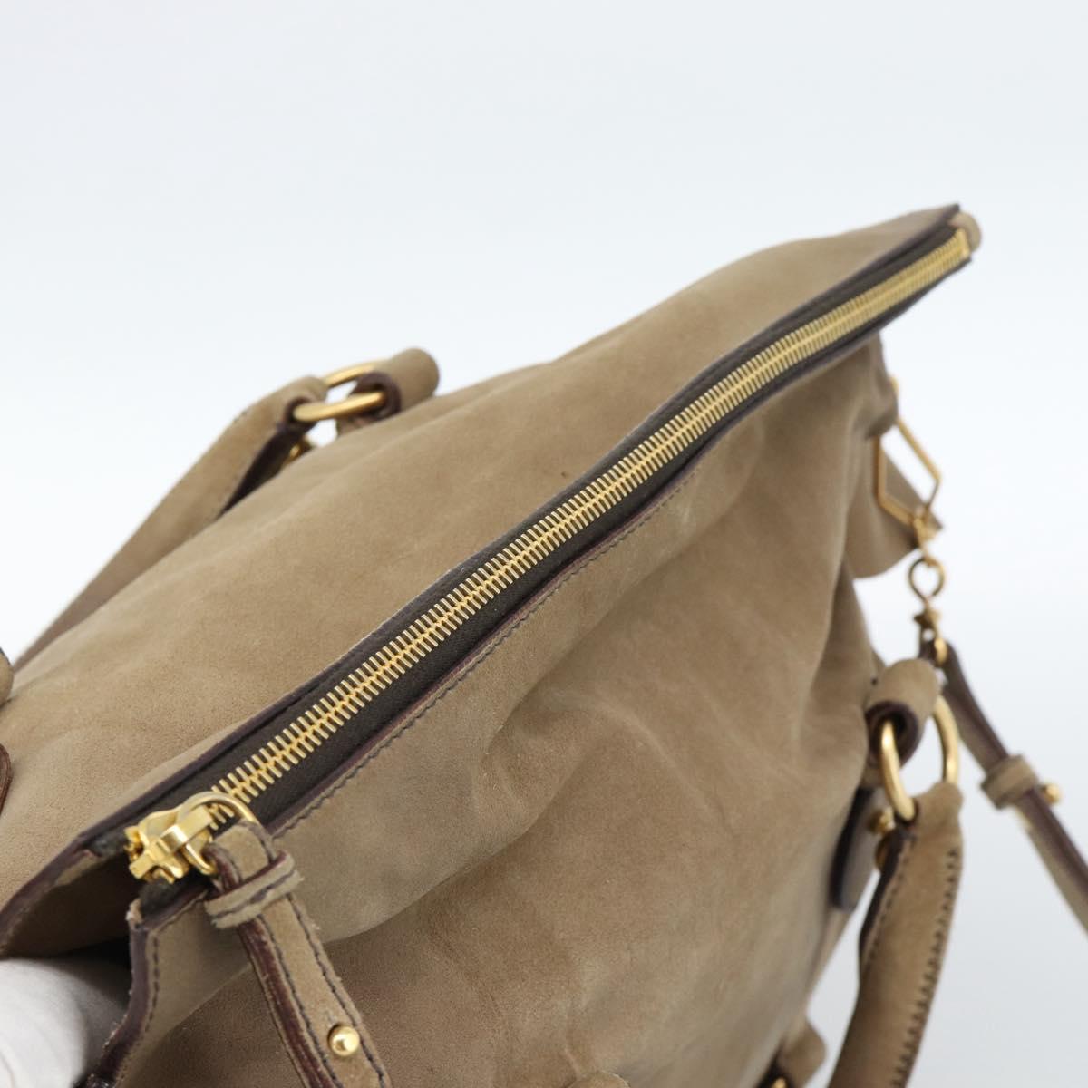 Miu Miu Hand Bag Suede 2way Beige Gold Auth 183865V - Jerrillo image 6