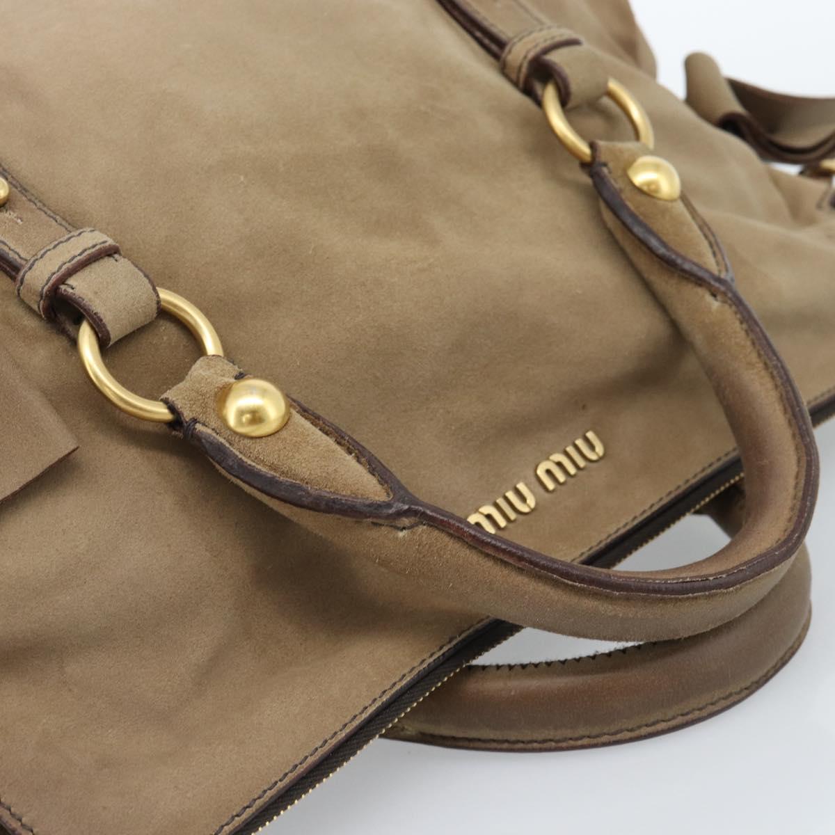 Miu Miu Hand Bag Suede 2way Beige Gold Auth 183865V - Jerrillo image 7