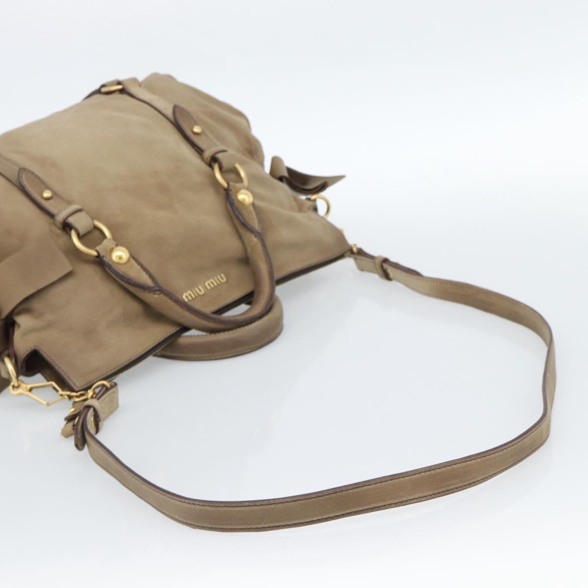 Miu Miu Hand Bag Suede 2way Beige Gold Auth 183865V - Jerrillo image 8