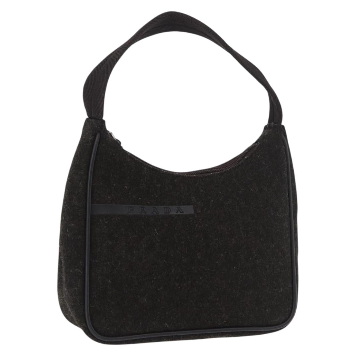PRADA PRADA Sports Hand Pouch Wool Khaki Silver Auth 183889A - Jerrillo