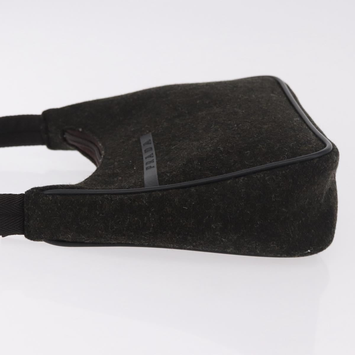 PRADA PRADA Sports Hand Pouch Wool Khaki Silver Auth 183889A - Jerrillo image 4