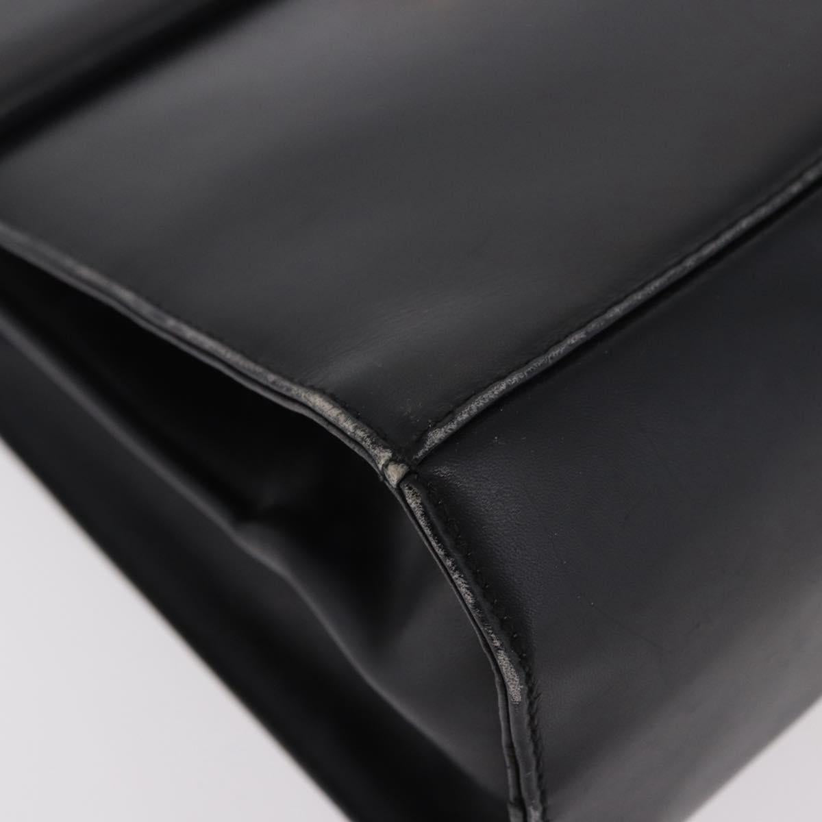 Salvatore Ferragamo Gancini Hand Bag Leather Black Gold Auth 183947 - Jerrillo image 10