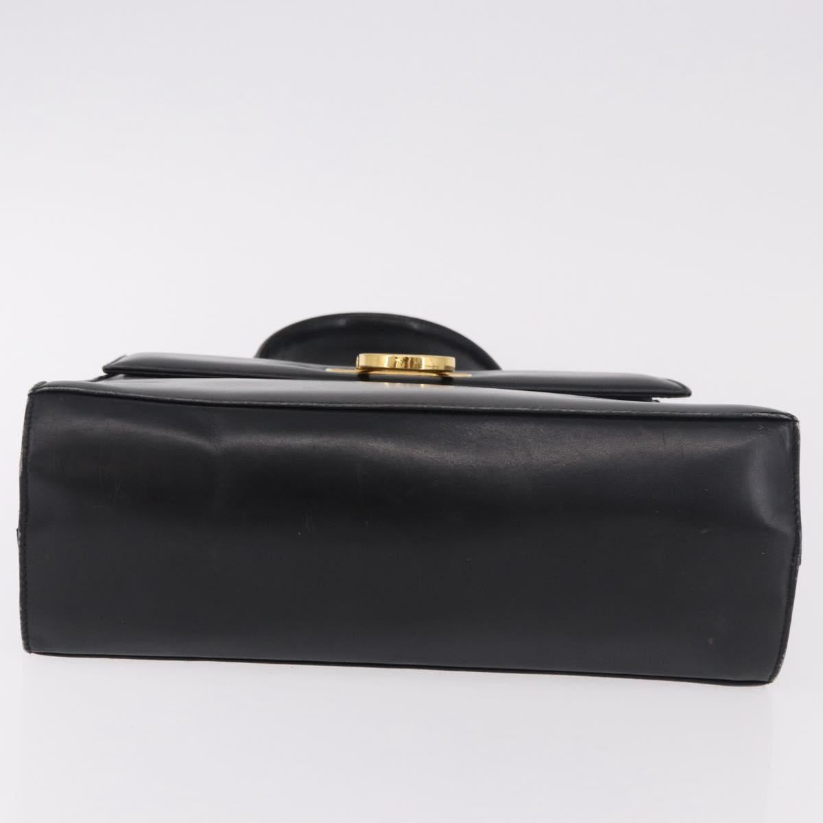 Salvatore Ferragamo Gancini Hand Bag Leather Black Gold Auth 183947 - Jerrillo image 9