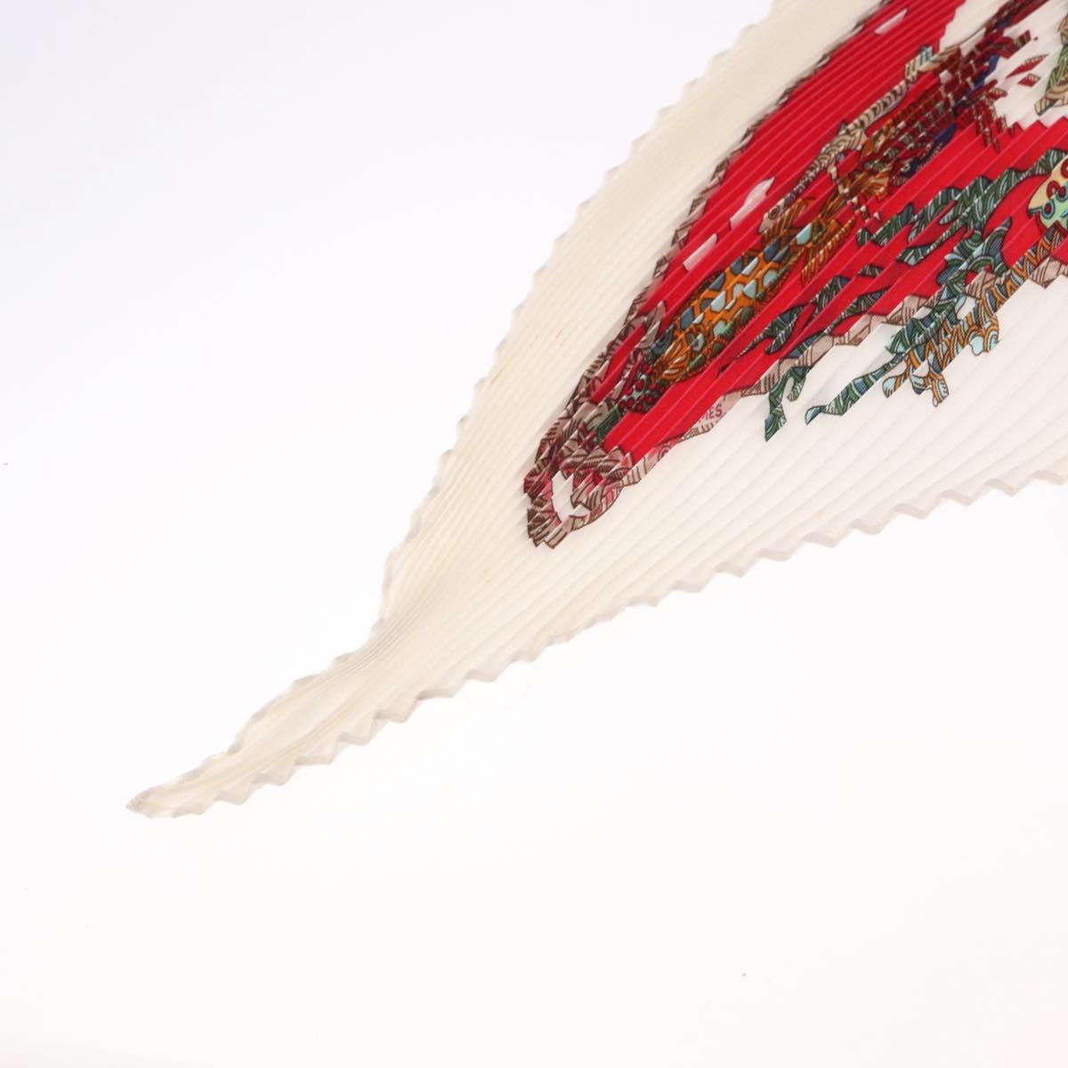 HERMES Pleated Carre Scarf Silk White Auth 184041 - Jerrillo image 10