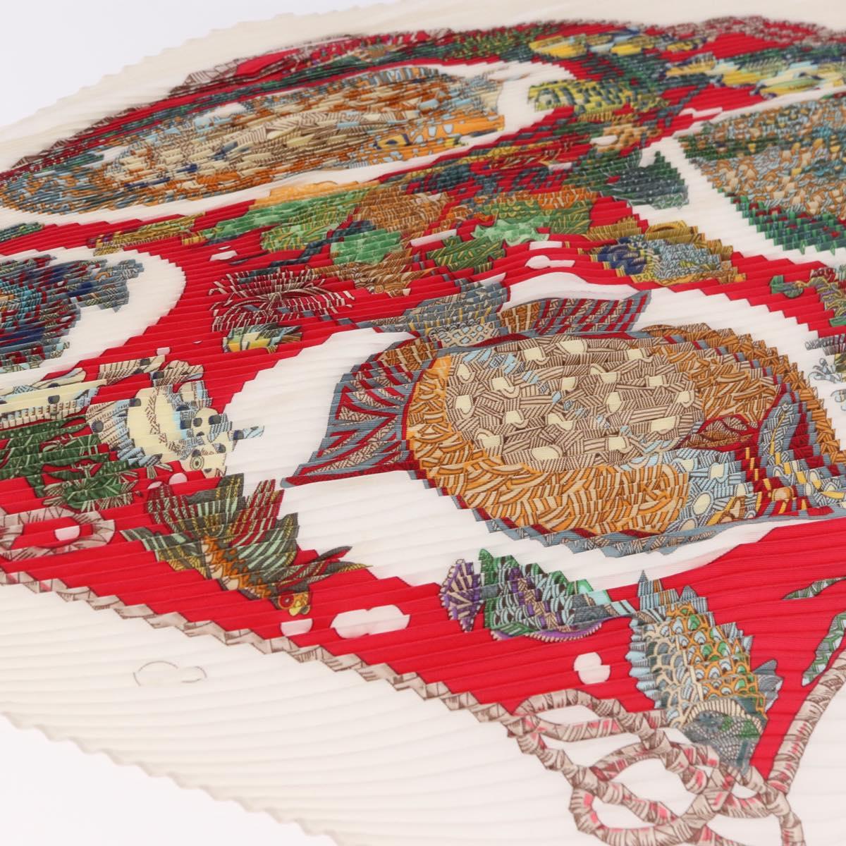 HERMES Pleated Carre Scarf Silk White Auth 184041 - Jerrillo image 5