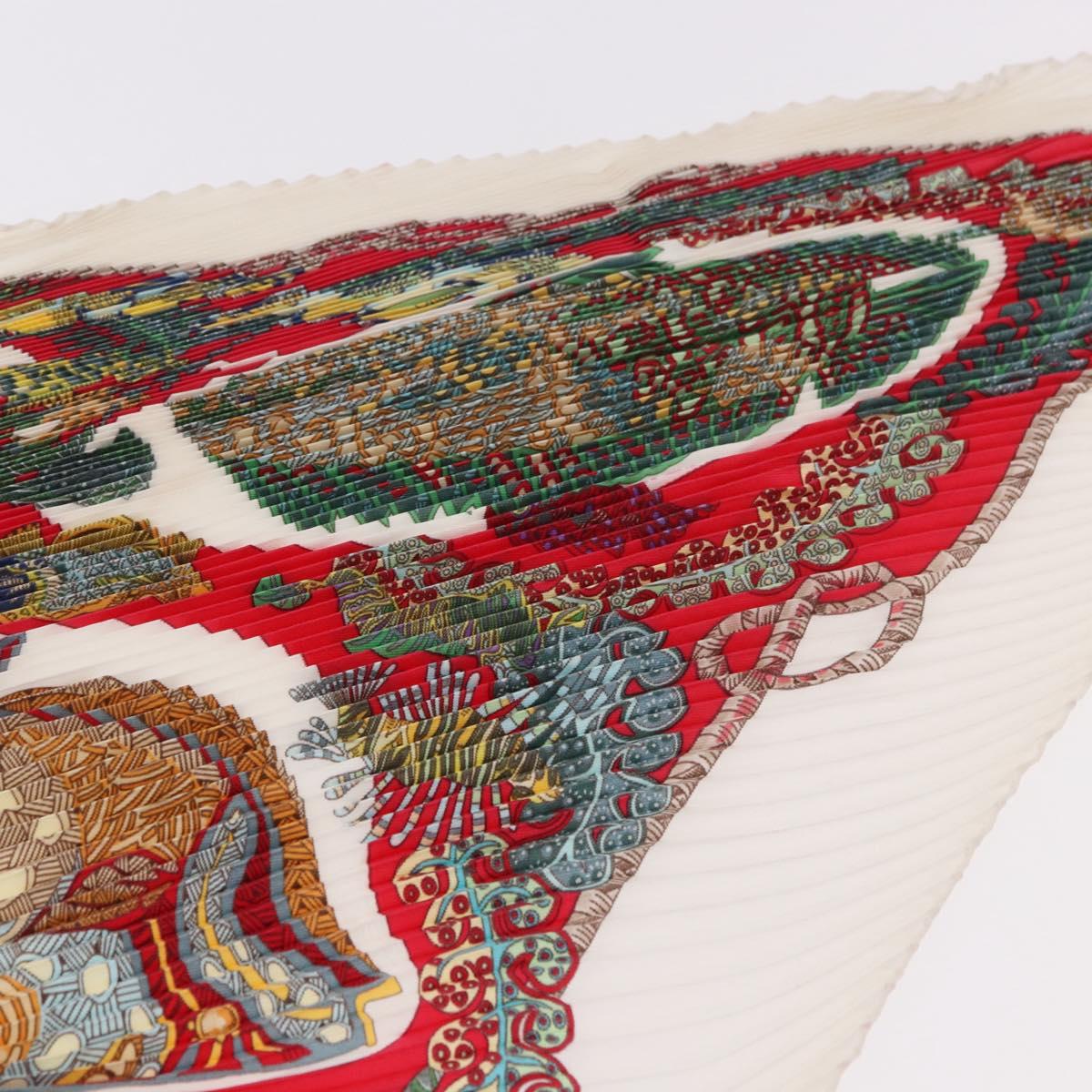 HERMES Pleated Carre Scarf Silk White Auth 184041 - Jerrillo image 6
