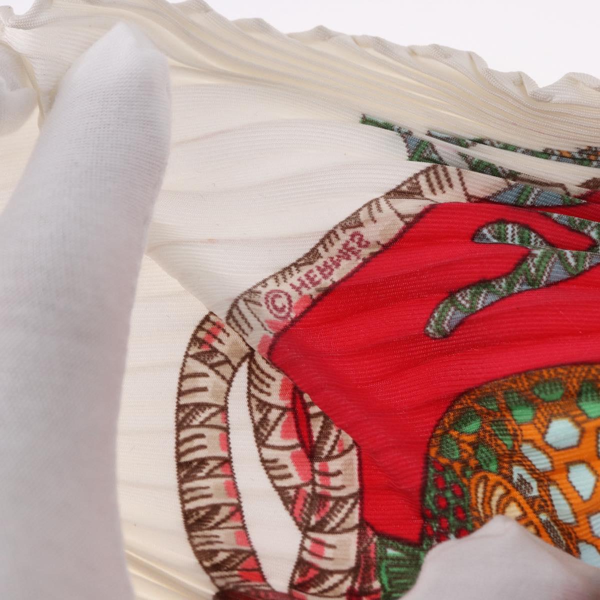 HERMES Pleated Carre Scarf Silk White Auth 184041 - Jerrillo image 9