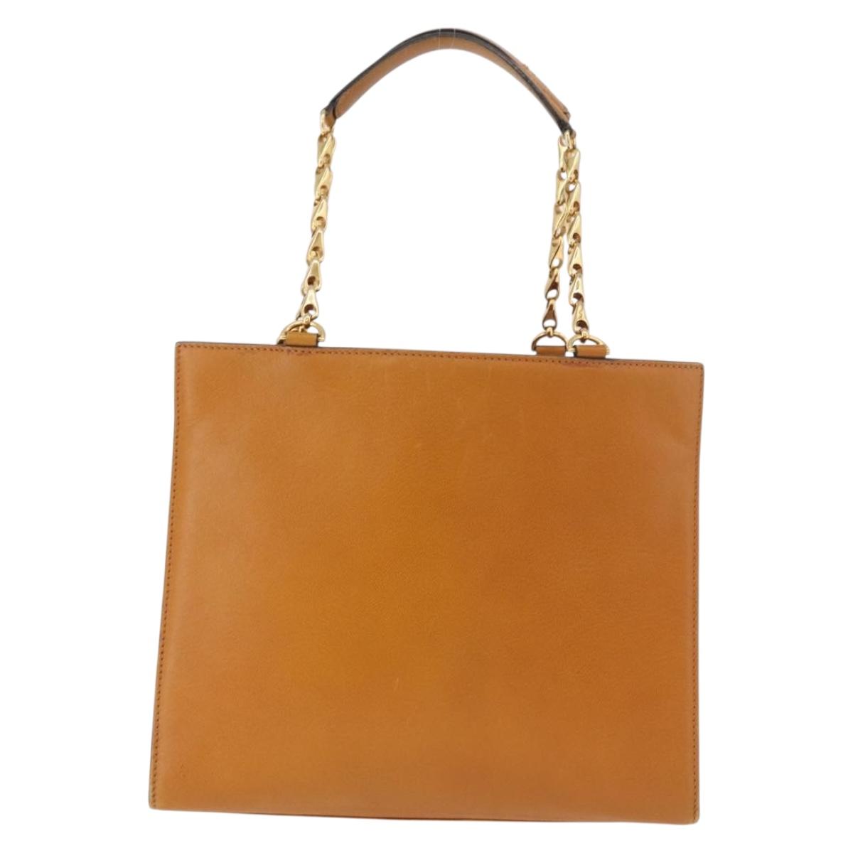CELINE Chain Hand Bag Leather Beige Gold Auth 184329A - Jerrillo image 3