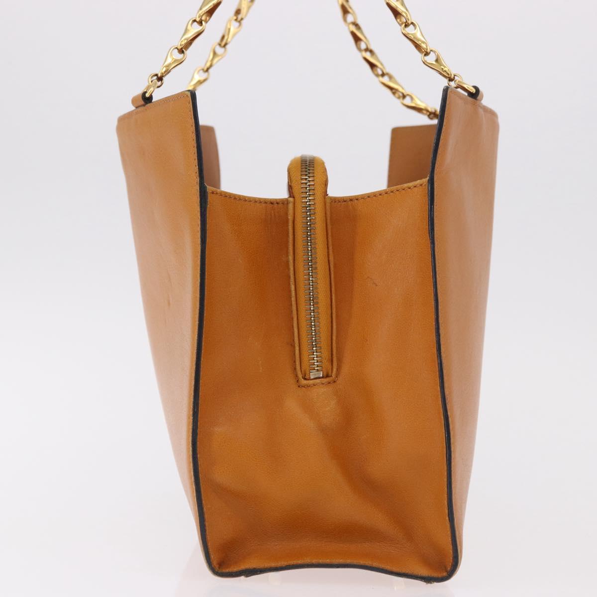 CELINE Chain Hand Bag Leather Beige Gold Auth 184329A - Jerrillo image 4