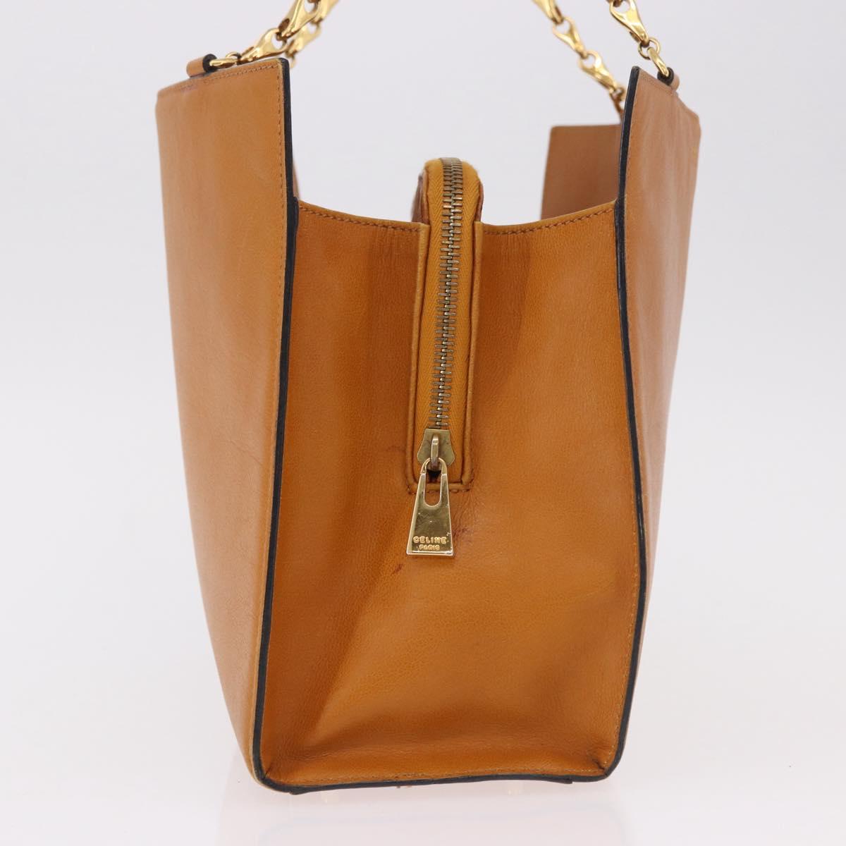 CELINE Chain Hand Bag Leather Beige Gold Auth 184329A - Jerrillo image 5