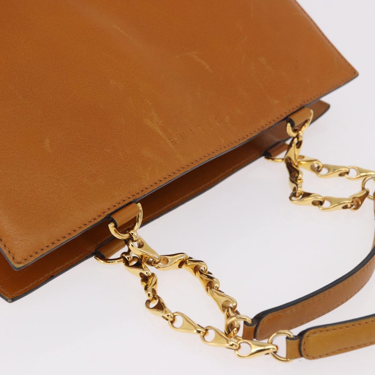 CELINE Chain Hand Bag Leather Beige Gold Auth 184329A - Jerrillo image 6