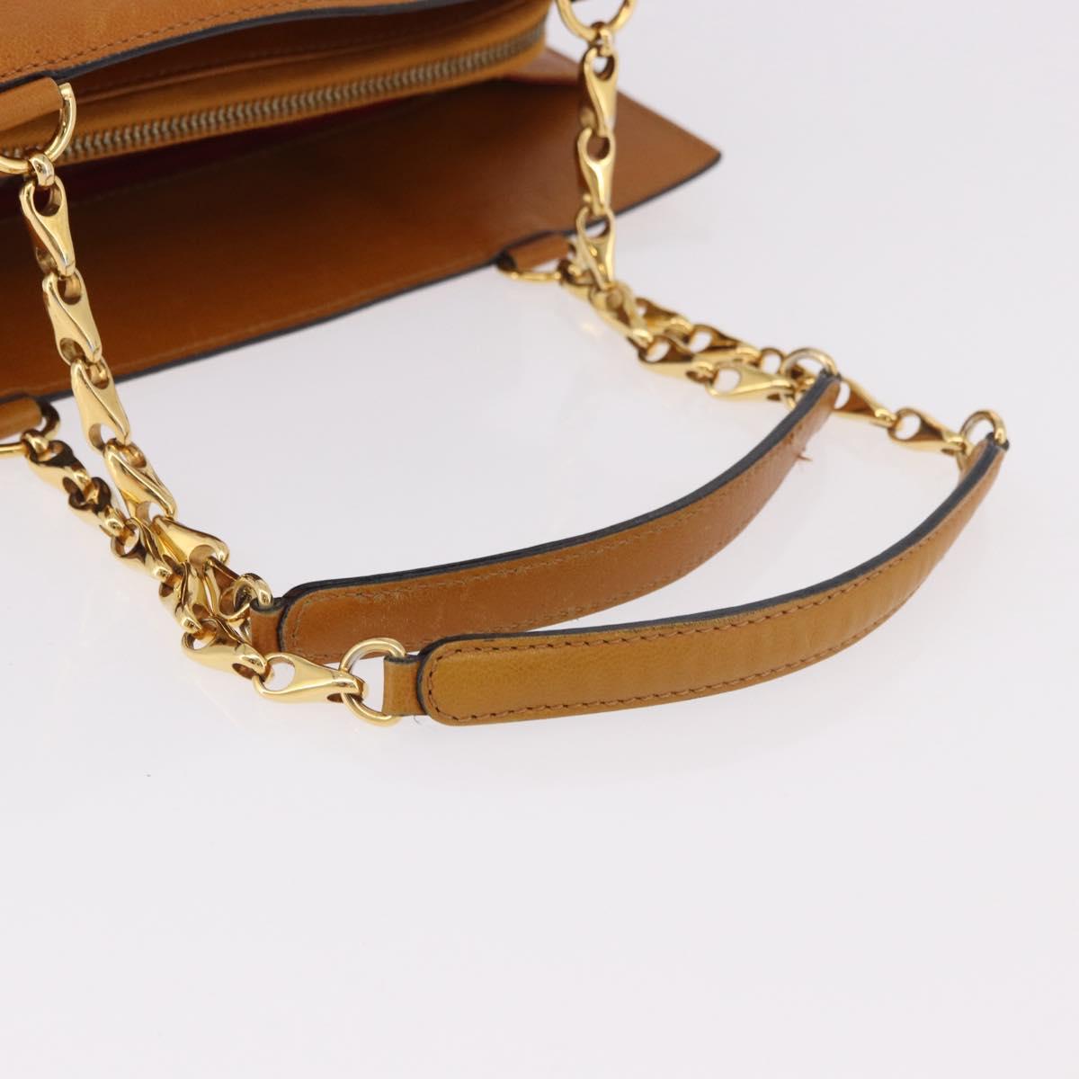 CELINE Chain Hand Bag Leather Beige Gold Auth 184329A - Jerrillo image 7