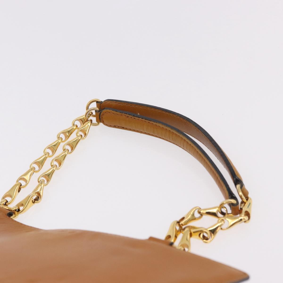 CELINE Chain Hand Bag Leather Beige Gold Auth 184329A - Jerrillo image 8