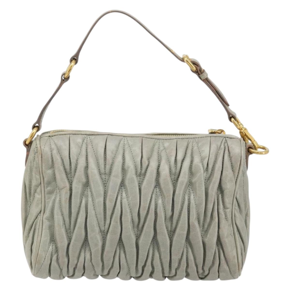 Miu Miu Matelasse Accessory Pouch Leather Gray Gold Auth 184365M - Jerrillo image 2
