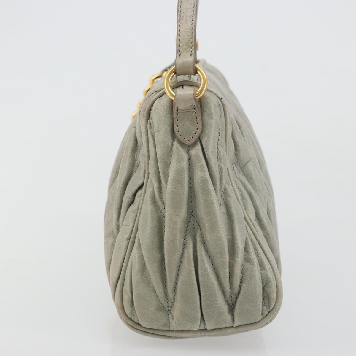 Miu Miu Matelasse Accessory Pouch Leather Gray Gold Auth 184365M - Jerrillo image 3