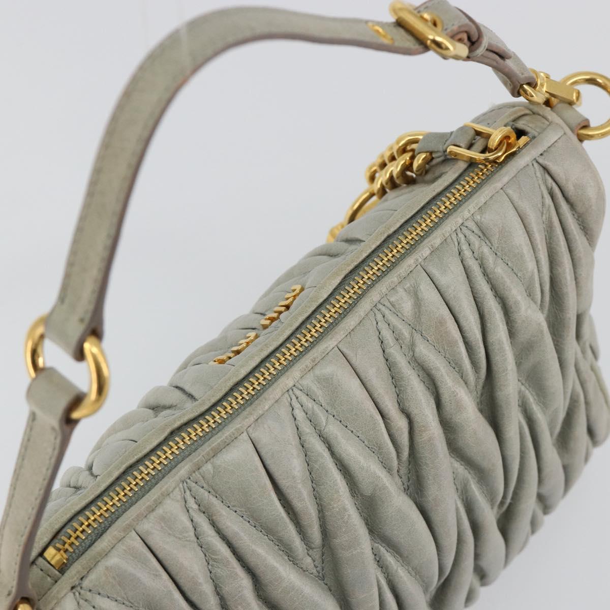 Miu Miu Matelasse Accessory Pouch Leather Gray Gold Auth 184365M - Jerrillo image 6