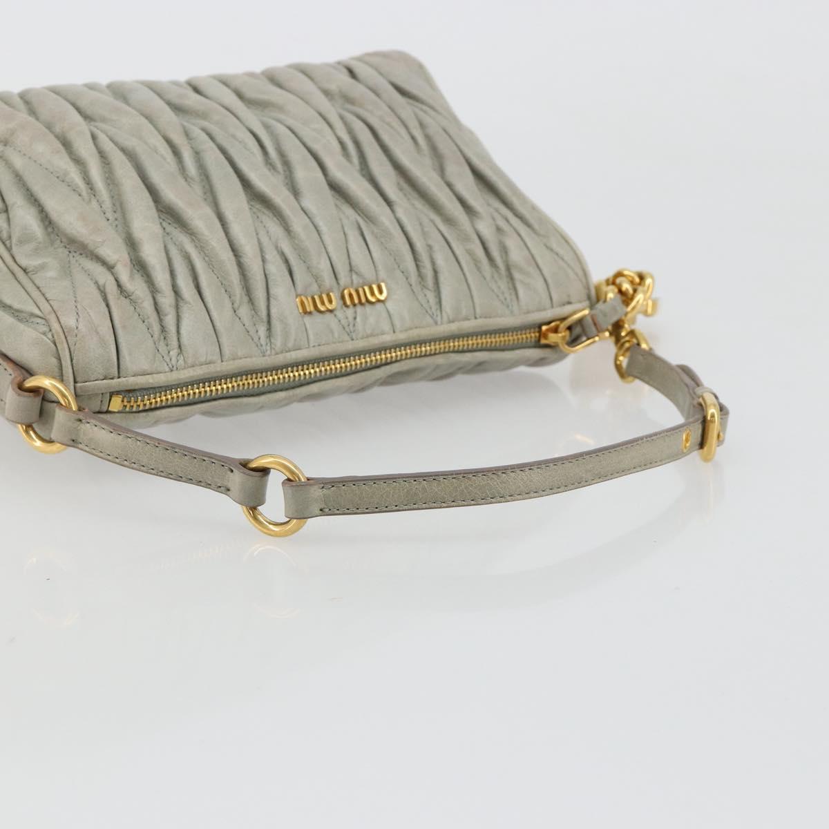 Miu Miu Matelasse Accessory Pouch Leather Gray Gold Auth 184365M - Jerrillo image 7