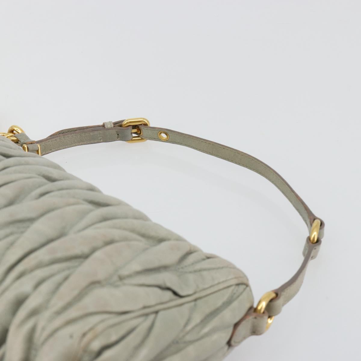 Miu Miu Matelasse Accessory Pouch Leather Gray Gold Auth 184365M - Jerrillo image 8