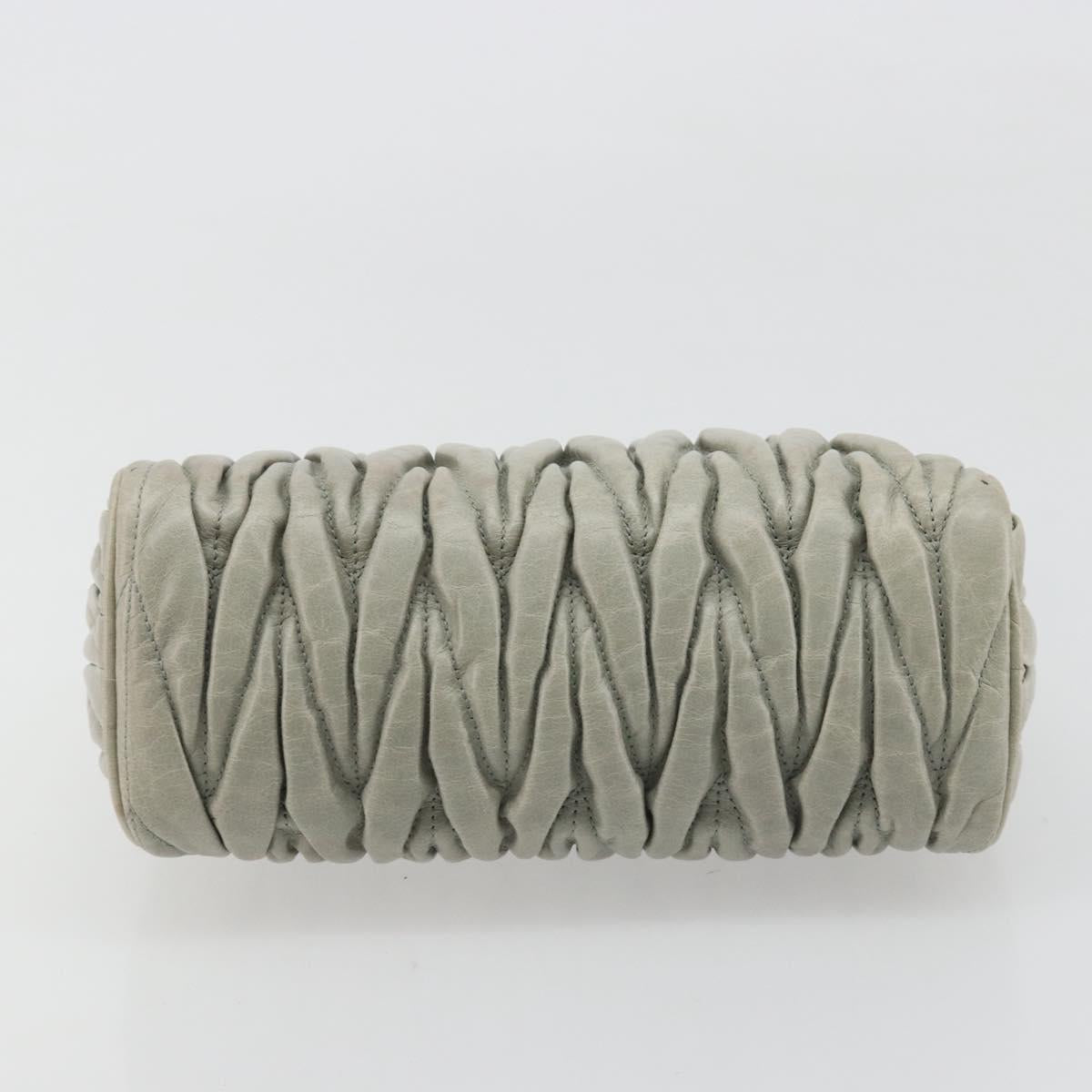 Miu Miu Matelasse Accessory Pouch Leather Gray Gold Auth 184365M - Jerrillo image 5