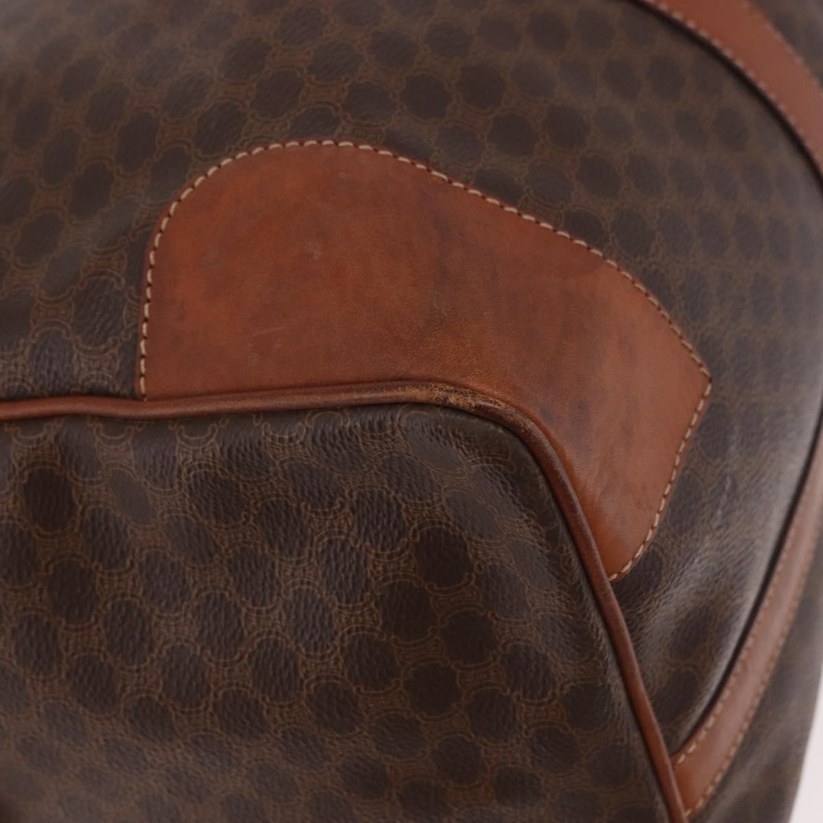 CELINE Macadam Canvas Boston Bag PVC Leather Brown Gold Auth 184375 - Jerrillo image 10