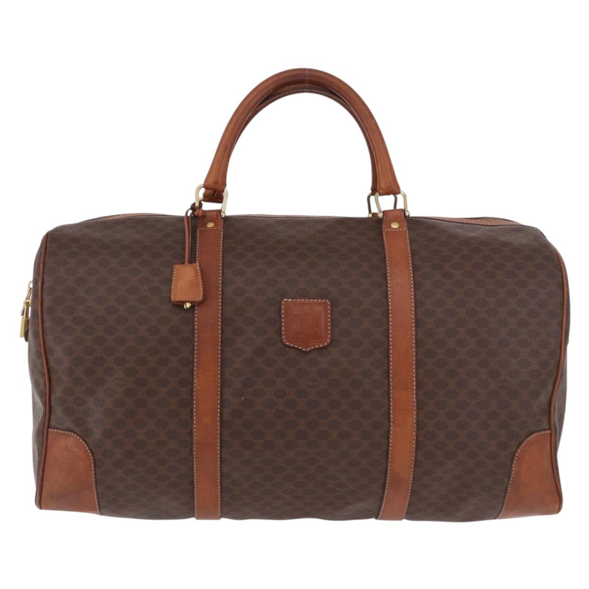 CELINE Macadam Canvas Boston Bag PVC Leather Brown Gold Auth 184375 - Jerrillo image 2