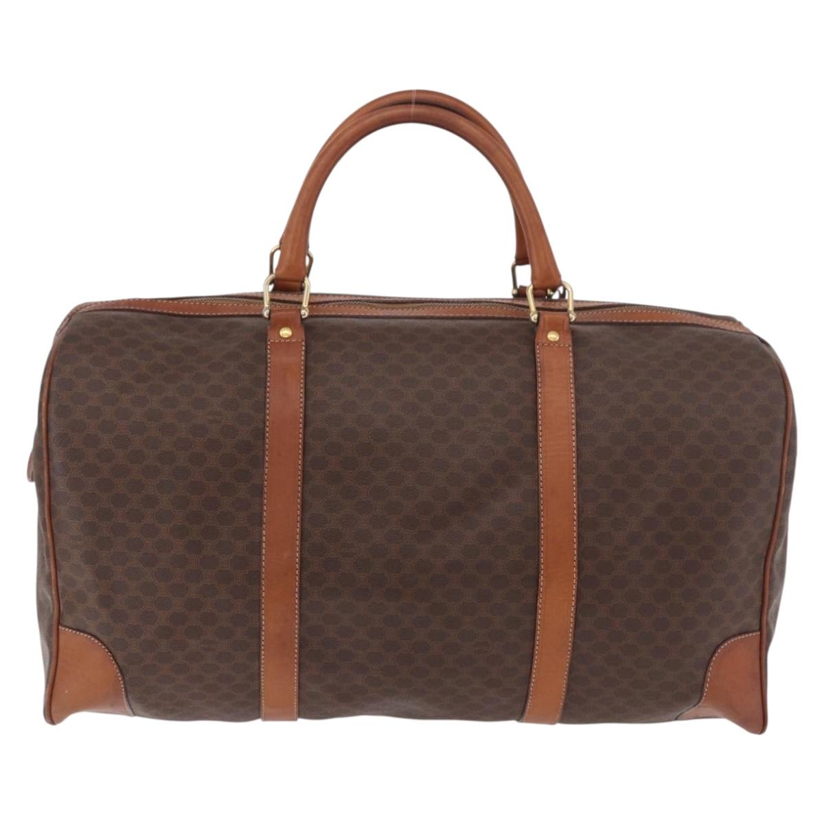 CELINE Macadam Canvas Boston Bag PVC Leather Brown Gold Auth 184375 - Jerrillo image 3