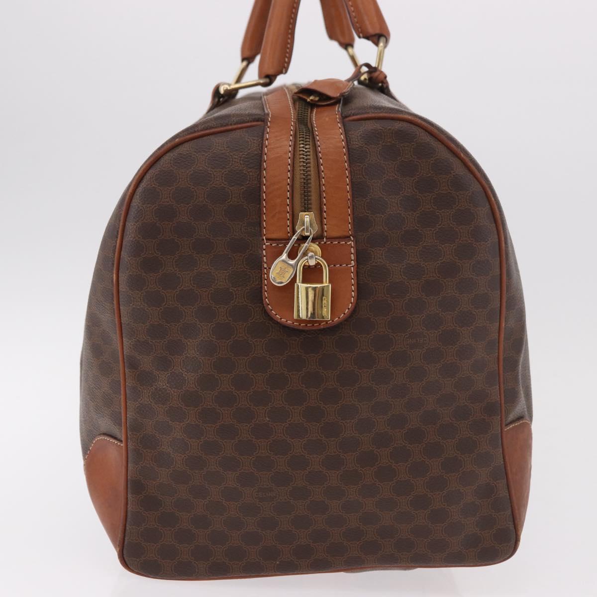CELINE Macadam Canvas Boston Bag PVC Leather Brown Gold Auth 184375 - Jerrillo image 5