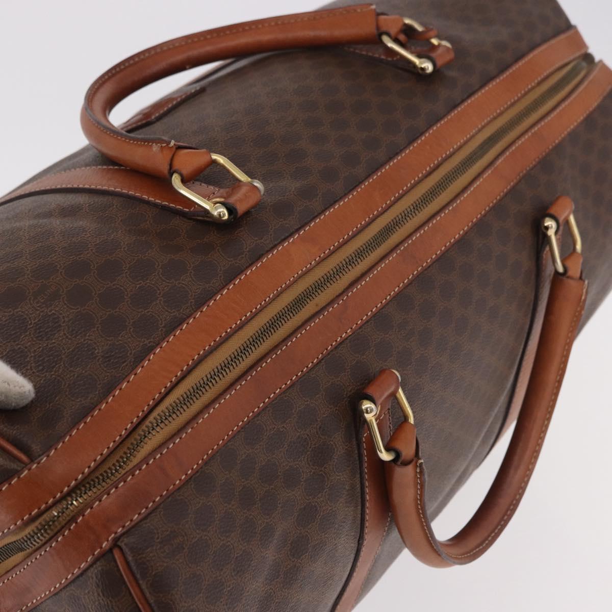 CELINE Macadam Canvas Boston Bag PVC Leather Brown Gold Auth 184375 - Jerrillo image 6