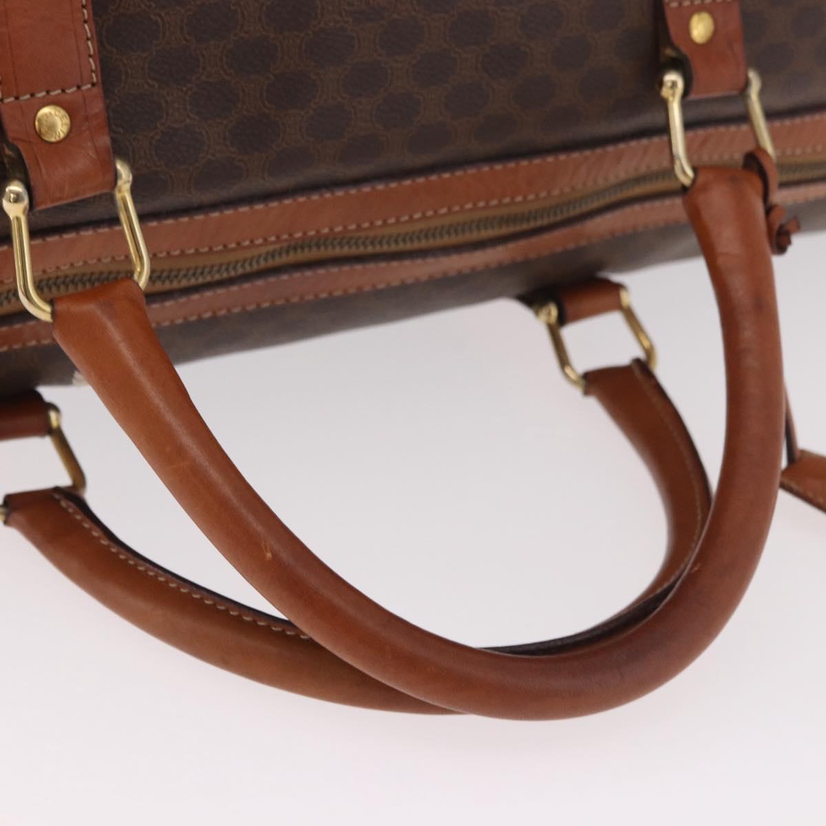 CELINE Macadam Canvas Boston Bag PVC Leather Brown Gold Auth 184375 - Jerrillo image 7