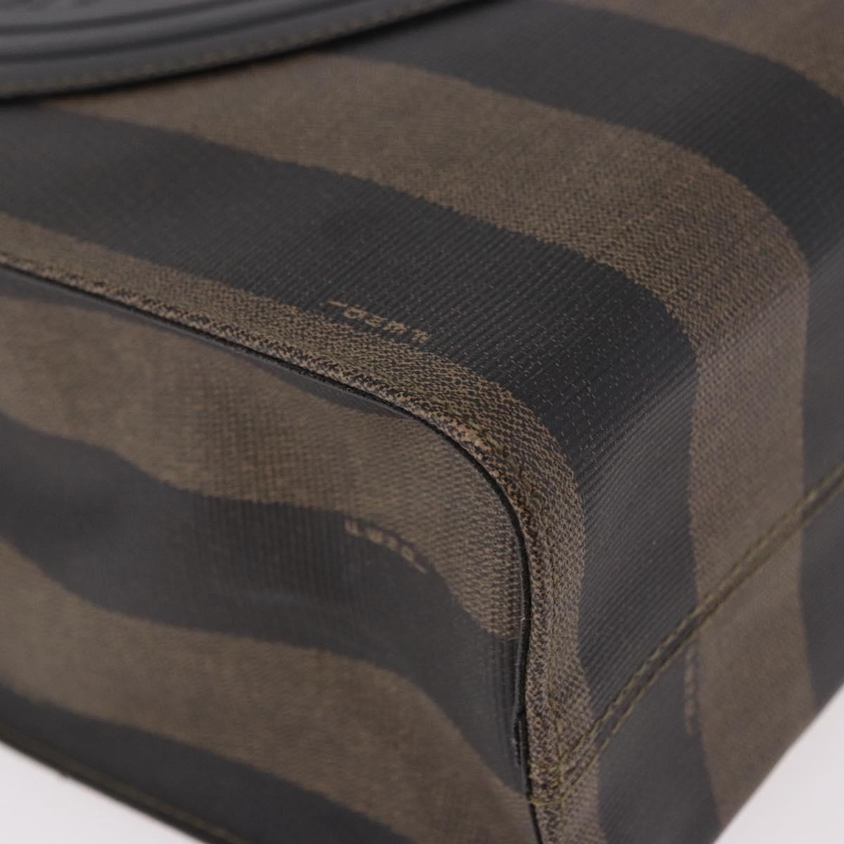 FENDI Pecan Canvas Tote Bag PVC Brown Black Auth 184531A - Jerrillo image 10