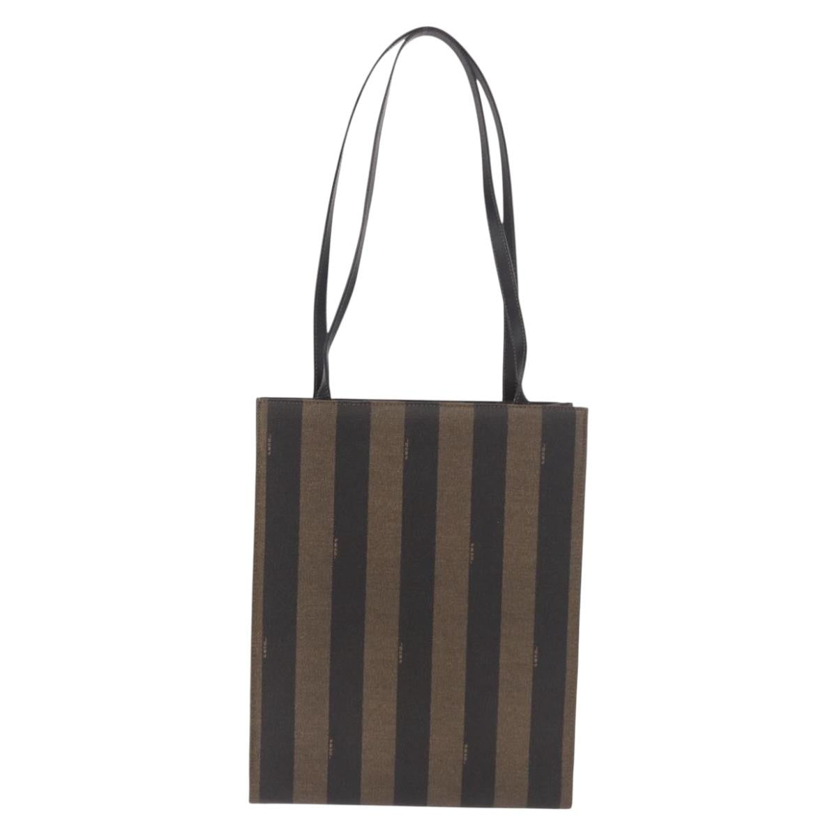 FENDI Pecan Canvas Tote Bag PVC Brown Black Auth 184531A - Jerrillo image 2