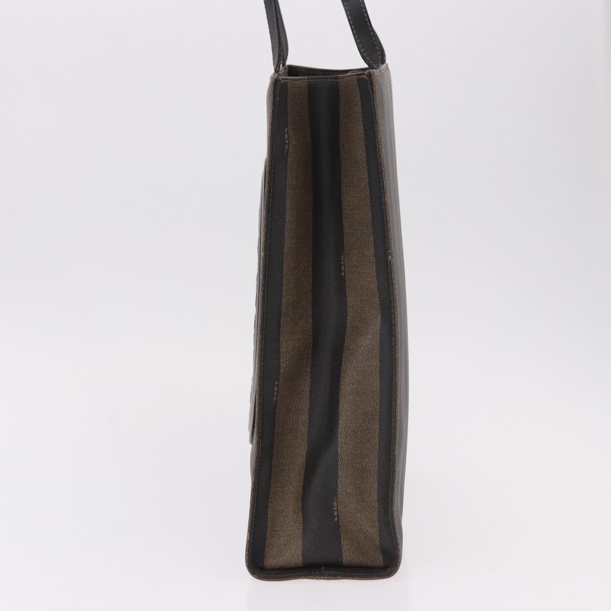 FENDI Pecan Canvas Tote Bag PVC Brown Black Auth 184531A - Jerrillo image 3