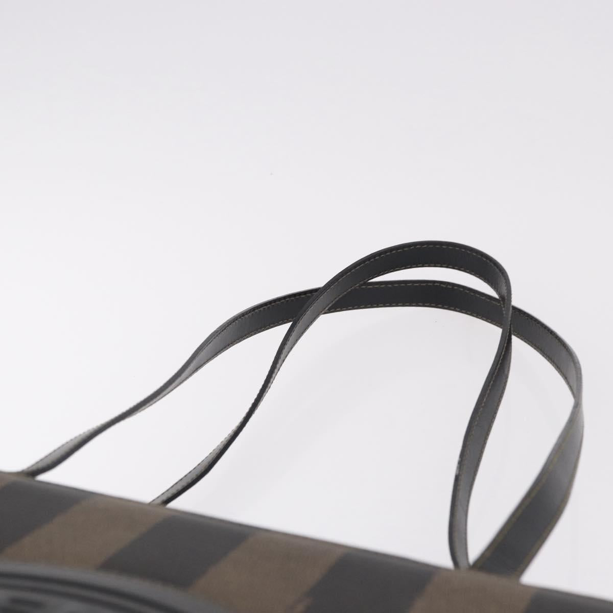 FENDI Pecan Canvas Tote Bag PVC Brown Black Auth 184531A - Jerrillo image 9