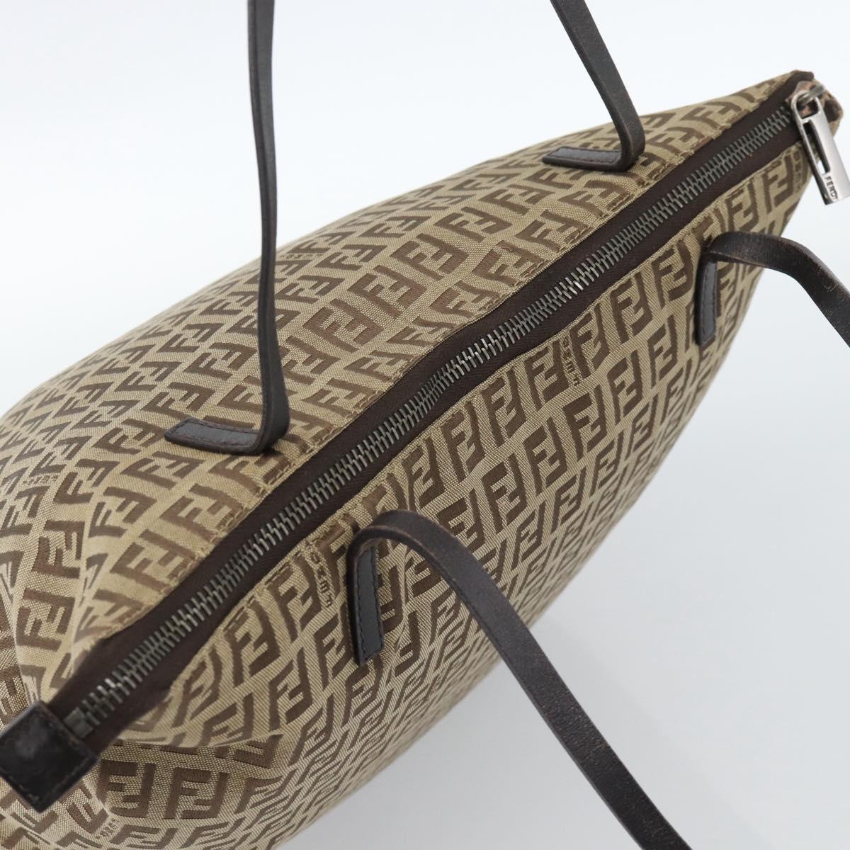 FENDI Zucchino Canvas Hand Bag Beige Silver Auth 184532 - Jerrillo image 6