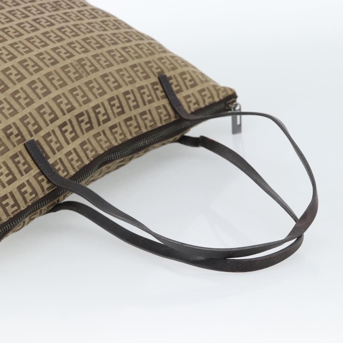 FENDI Zucchino Canvas Hand Bag Beige Silver Auth 184532 - Jerrillo image 7