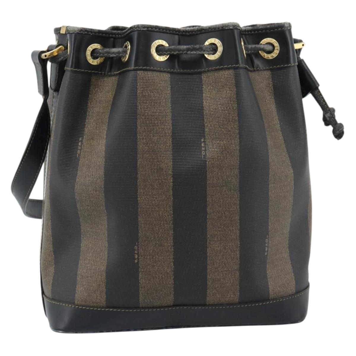FENDI Pecan Canvas Purse Shoulder Bag PVC Brown Gold Auth 184581 - Jerrillo image 2