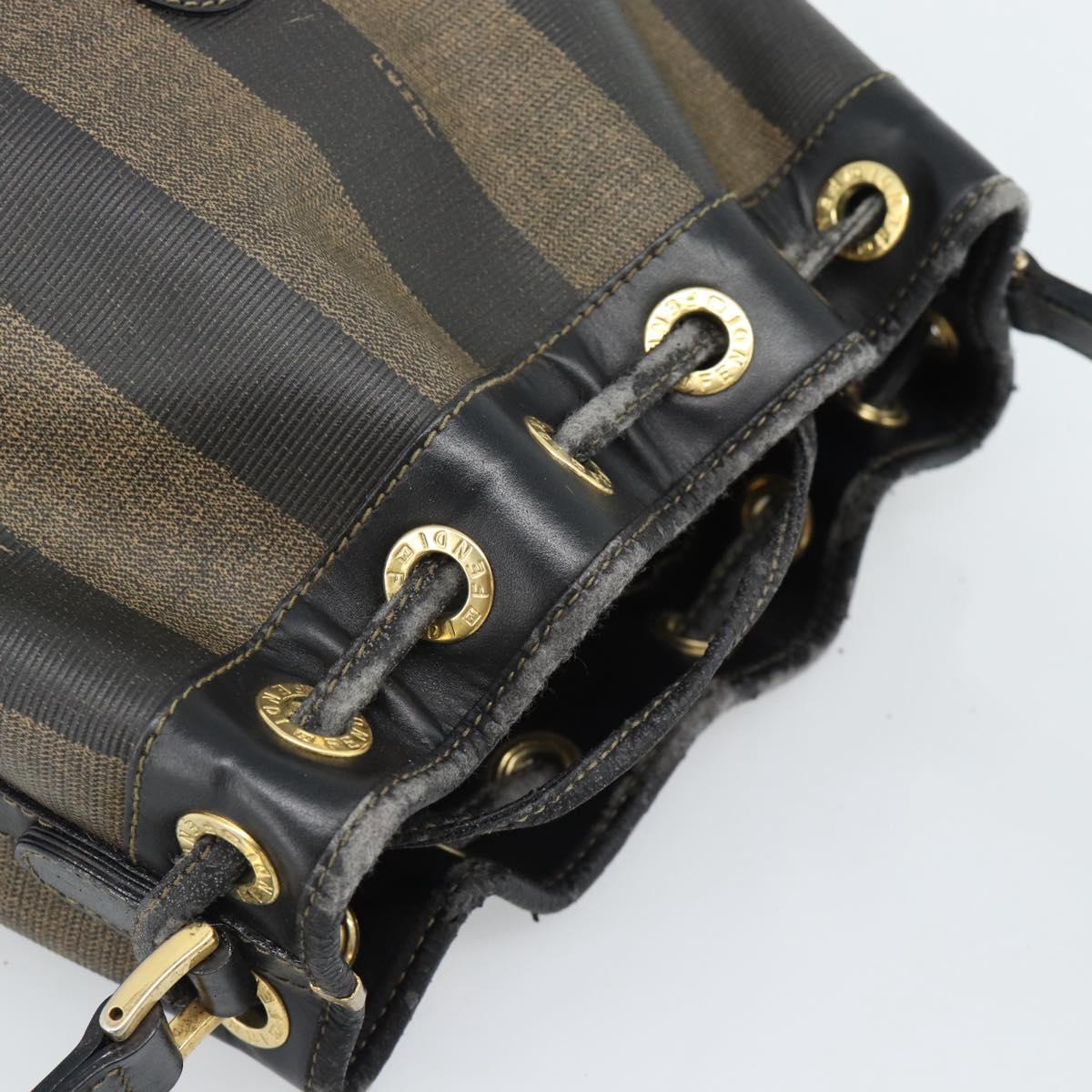 FENDI Pecan Canvas Purse Shoulder Bag PVC Brown Gold Auth 184581 - Jerrillo image 6