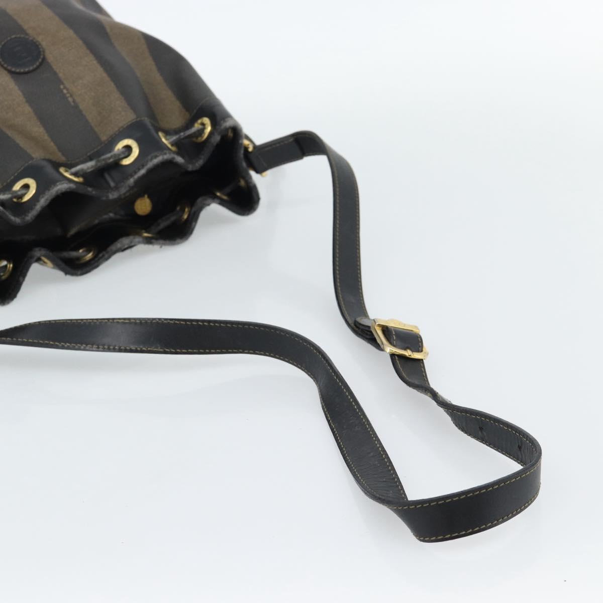 FENDI Pecan Canvas Purse Shoulder Bag PVC Brown Gold Auth 184581 - Jerrillo image 7