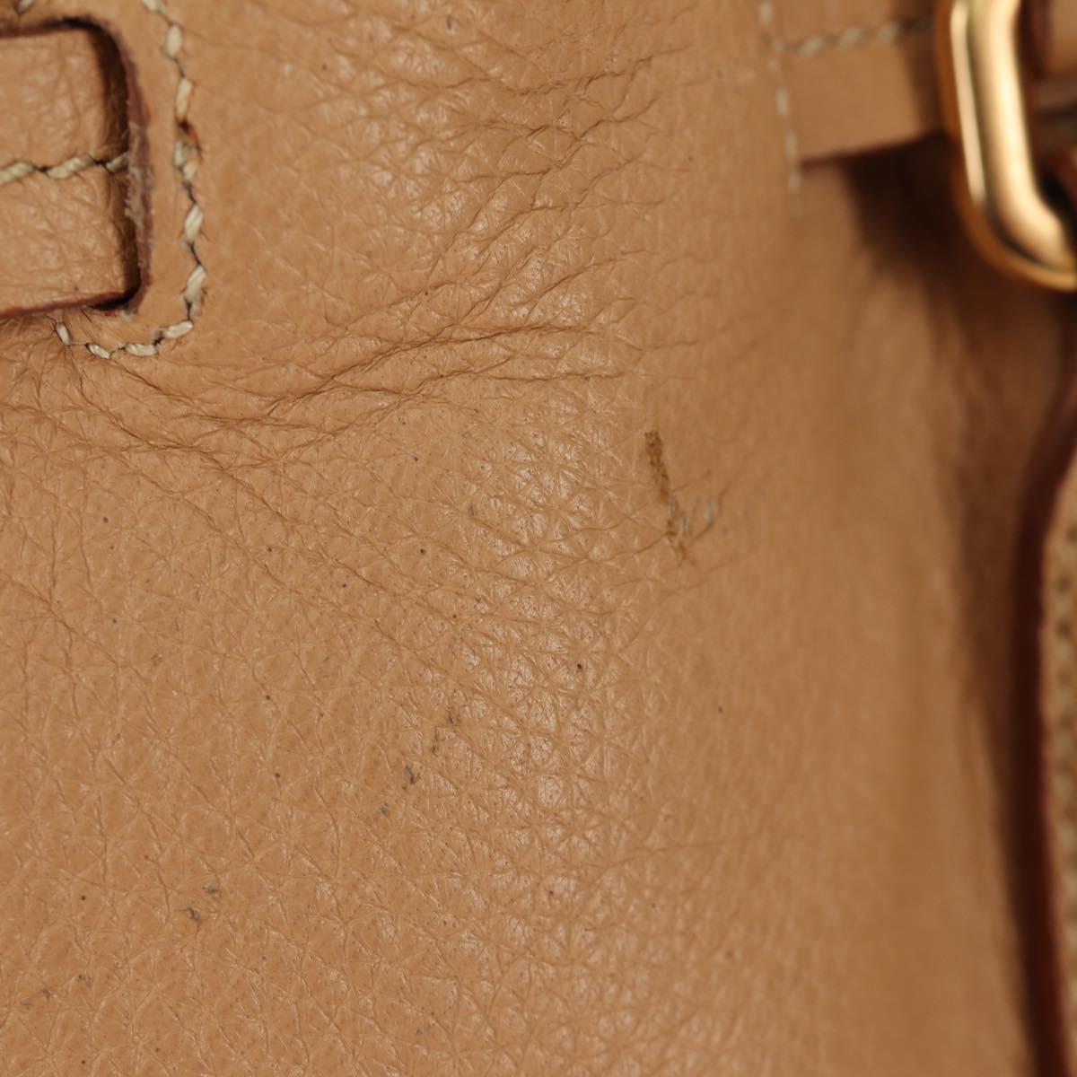 PRADA Tote Bag Leather Beige Gold Auth 184582V - Jerrillo image 5