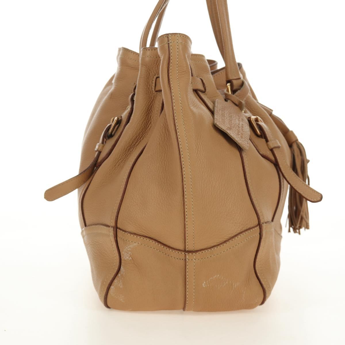 PRADA Tote Bag Leather Beige Gold Auth 184582V - Jerrillo image 7