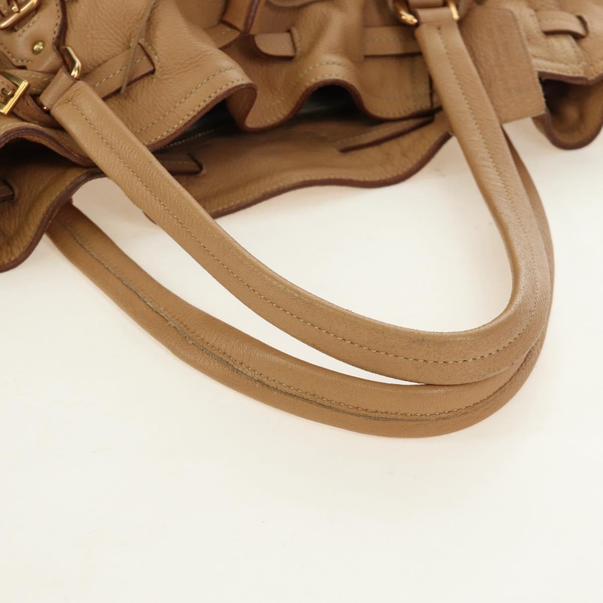 PRADA Tote Bag Leather Beige Gold Auth 184582V - Jerrillo image 9