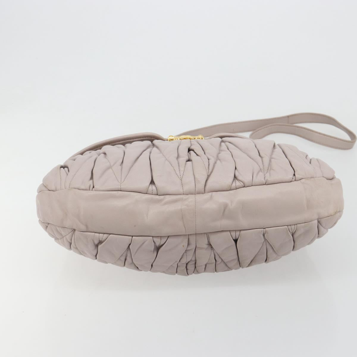Miu Miu Matelasse Shoulder Bag Leather 2way Gold Purple gray Auth 184618A - Jerrillo image 5