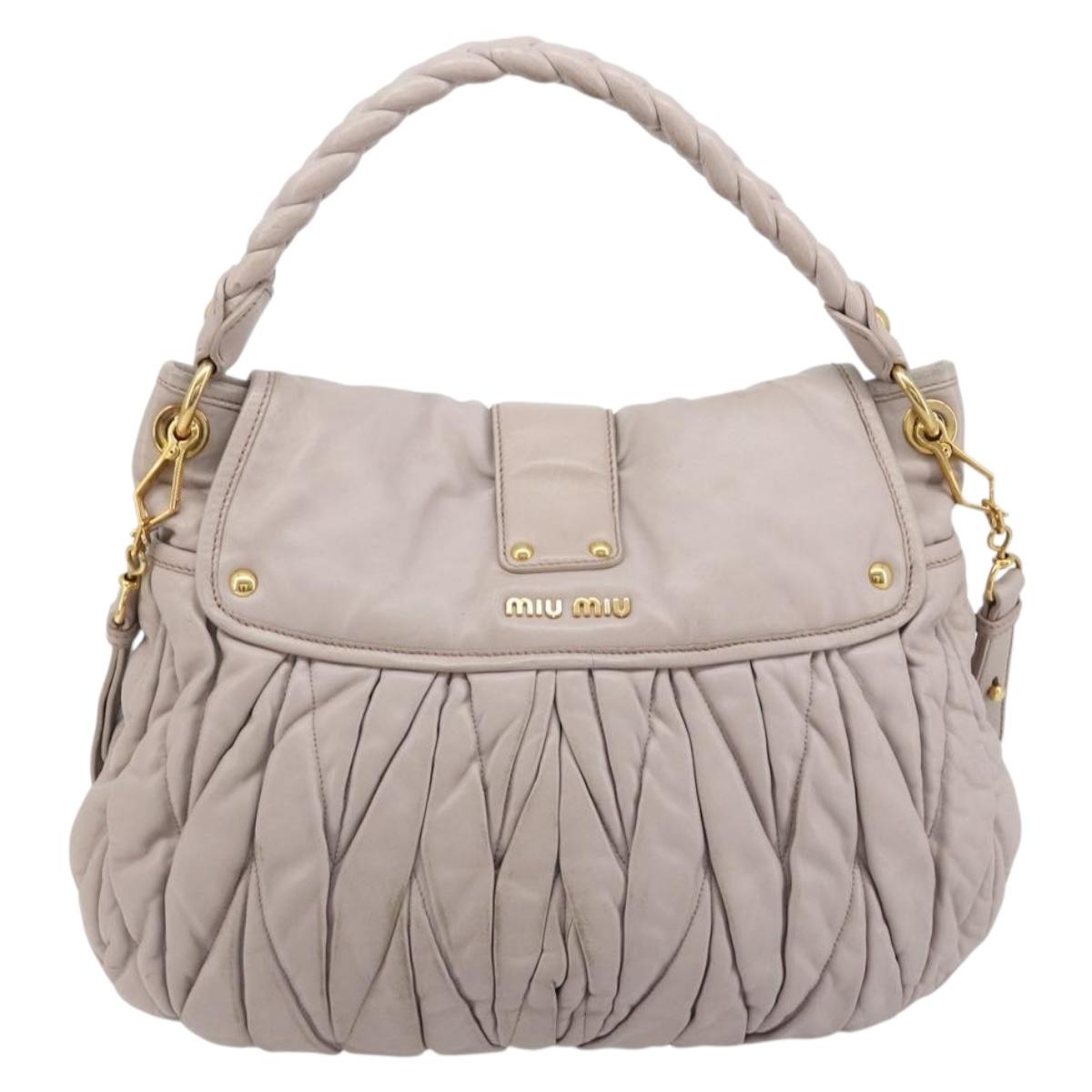 Miu Miu Matelasse Shoulder Bag Leather 2way Gold Purple gray Auth 184618A - Jerrillo image 2