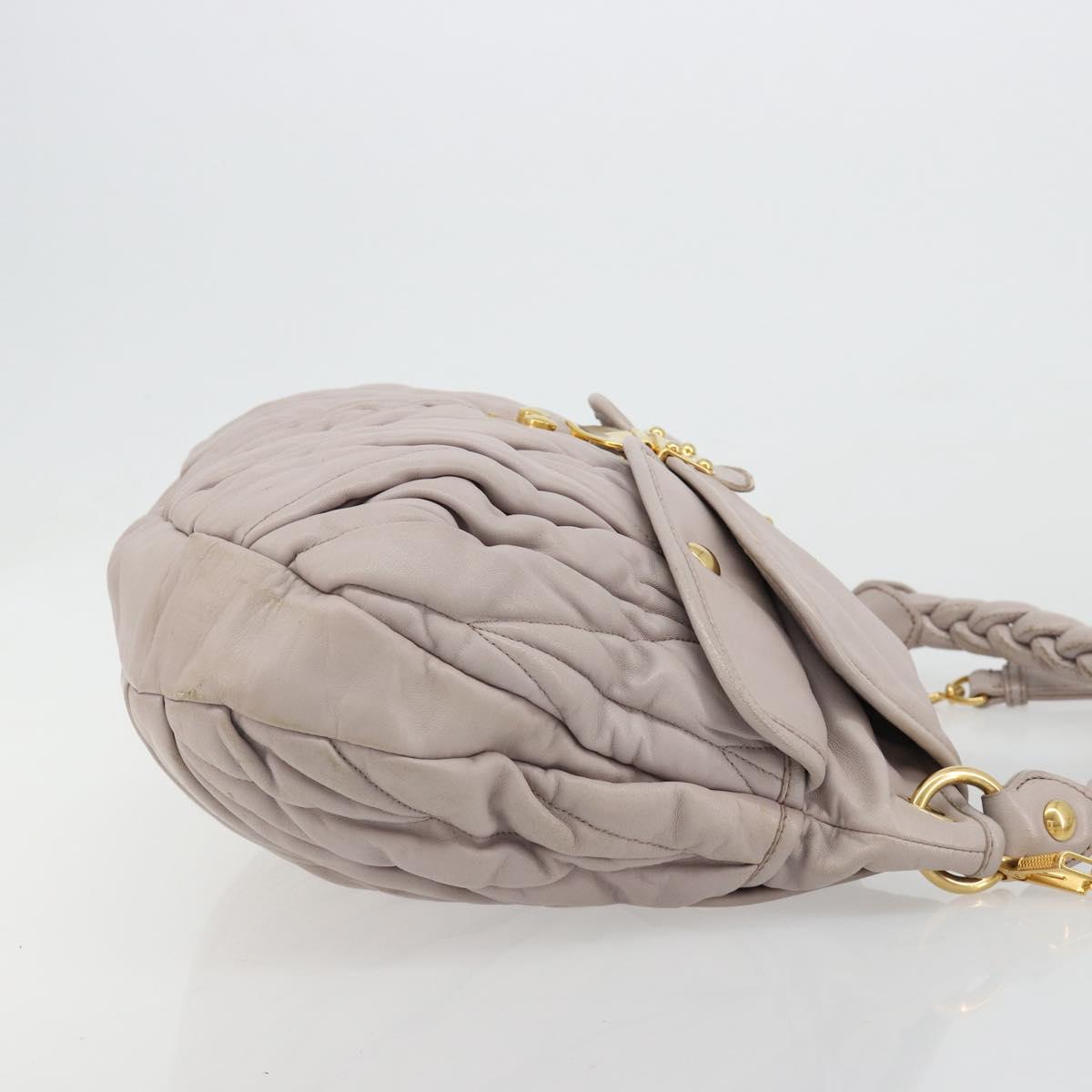 Miu Miu Matelasse Shoulder Bag Leather 2way Gold Purple gray Auth 184618A - Jerrillo image 3