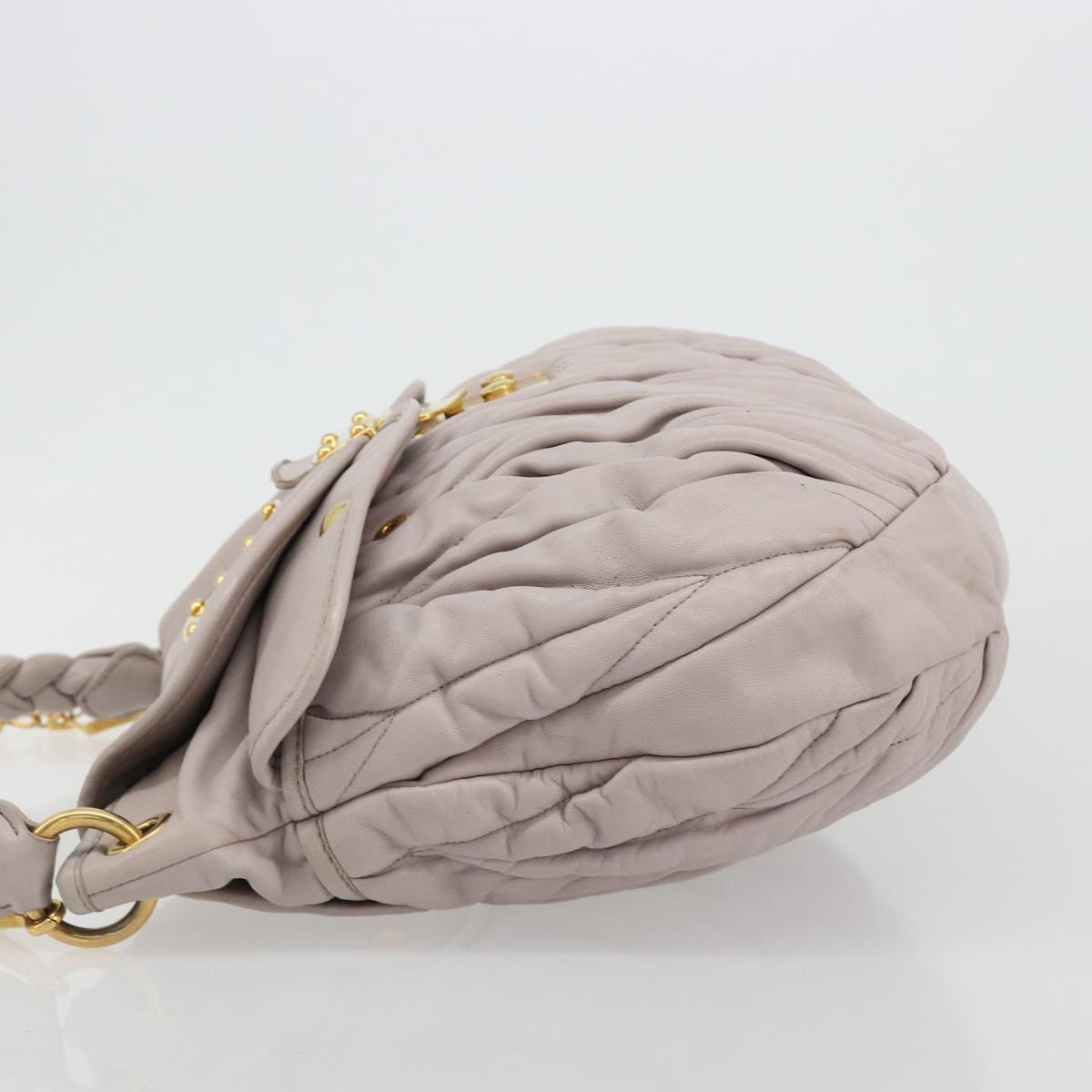 Miu Miu Matelasse Shoulder Bag Leather 2way Gold Purple gray Auth 184618A - Jerrillo image 4