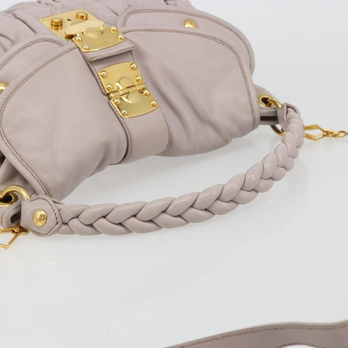 Miu Miu Matelasse Shoulder Bag Leather 2way Gold Purple gray Auth 184618A - Jerrillo image 6