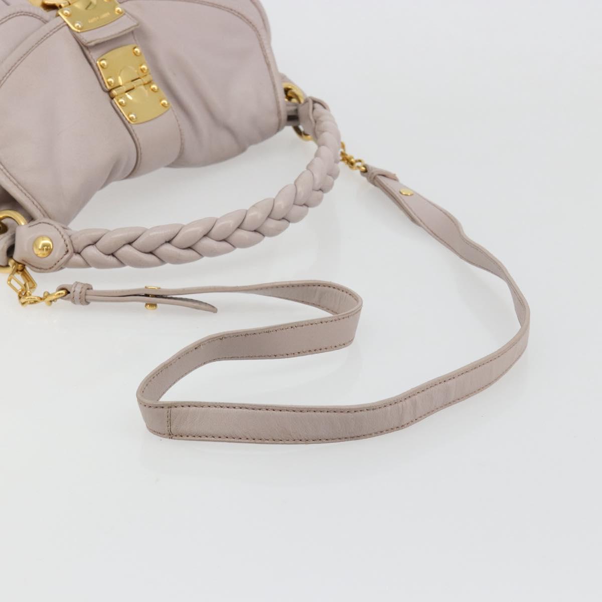 Miu Miu Matelasse Shoulder Bag Leather 2way Gold Purple gray Auth 184618A - Jerrillo image 7